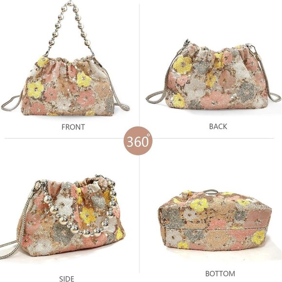 Sparkling Sequin Flower Mini Handbag - Perfect Clutch for Parties and Dates - Picture 4 of 5